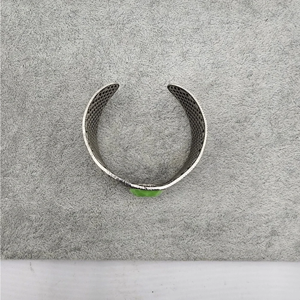 Lime Stone Silver Cuff Bracelet